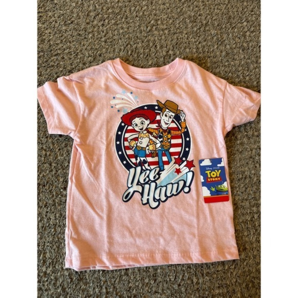 Disney Pixar Toy Story Woody Jessie Yee Haw Pink Graphic T-Shirt Kids NWT 2T